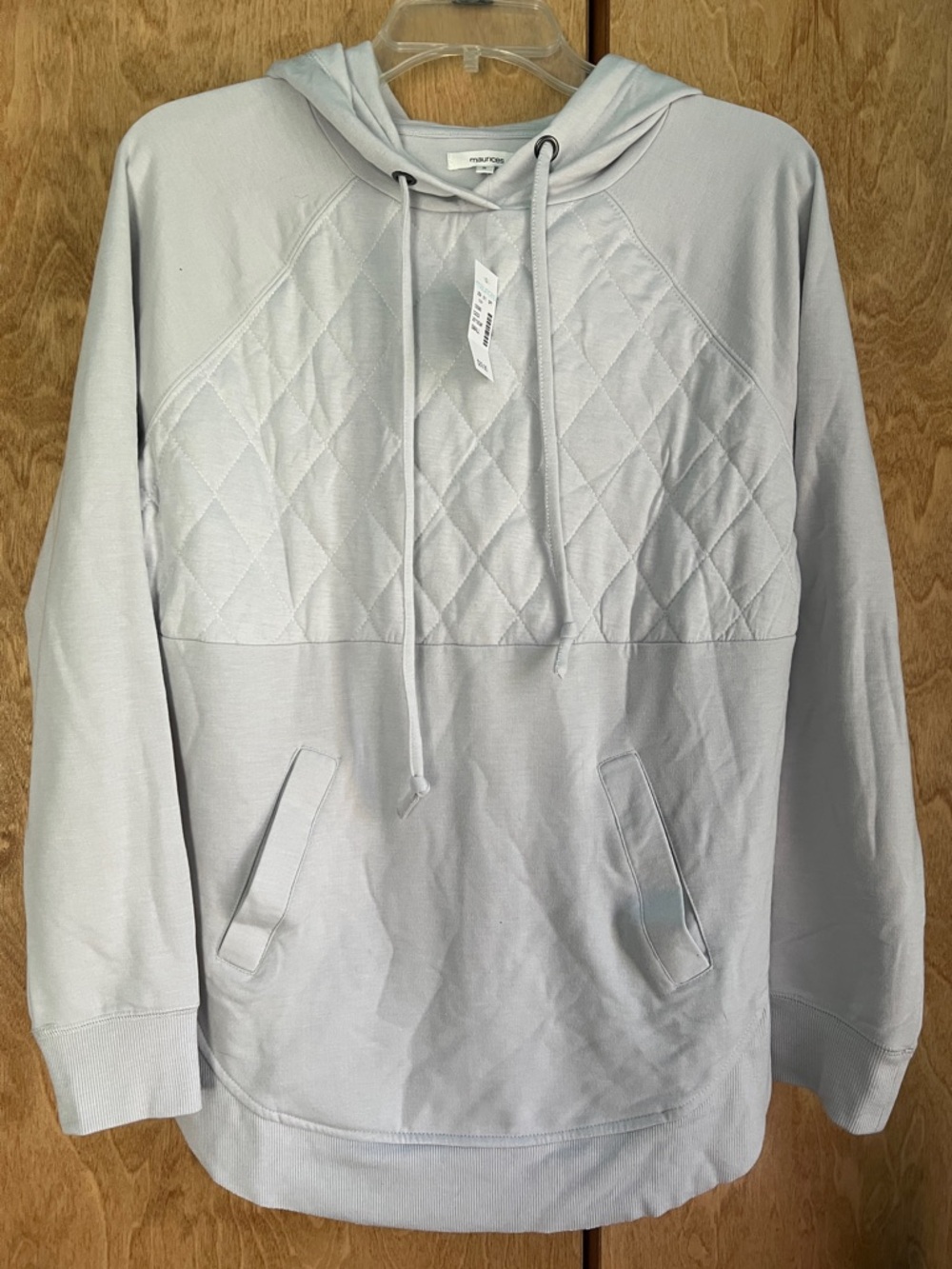 Maurices Light Gray Quilted Pullover Hoodie